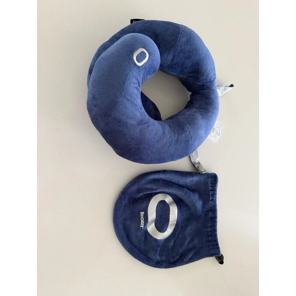 BCOZZY 8-12 Y/O Kids Travel Neck Pillow for Car & Airplane, navy blue (medium)